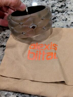 Alexis Bittar Resin Bangle with Silver Diamond Accents